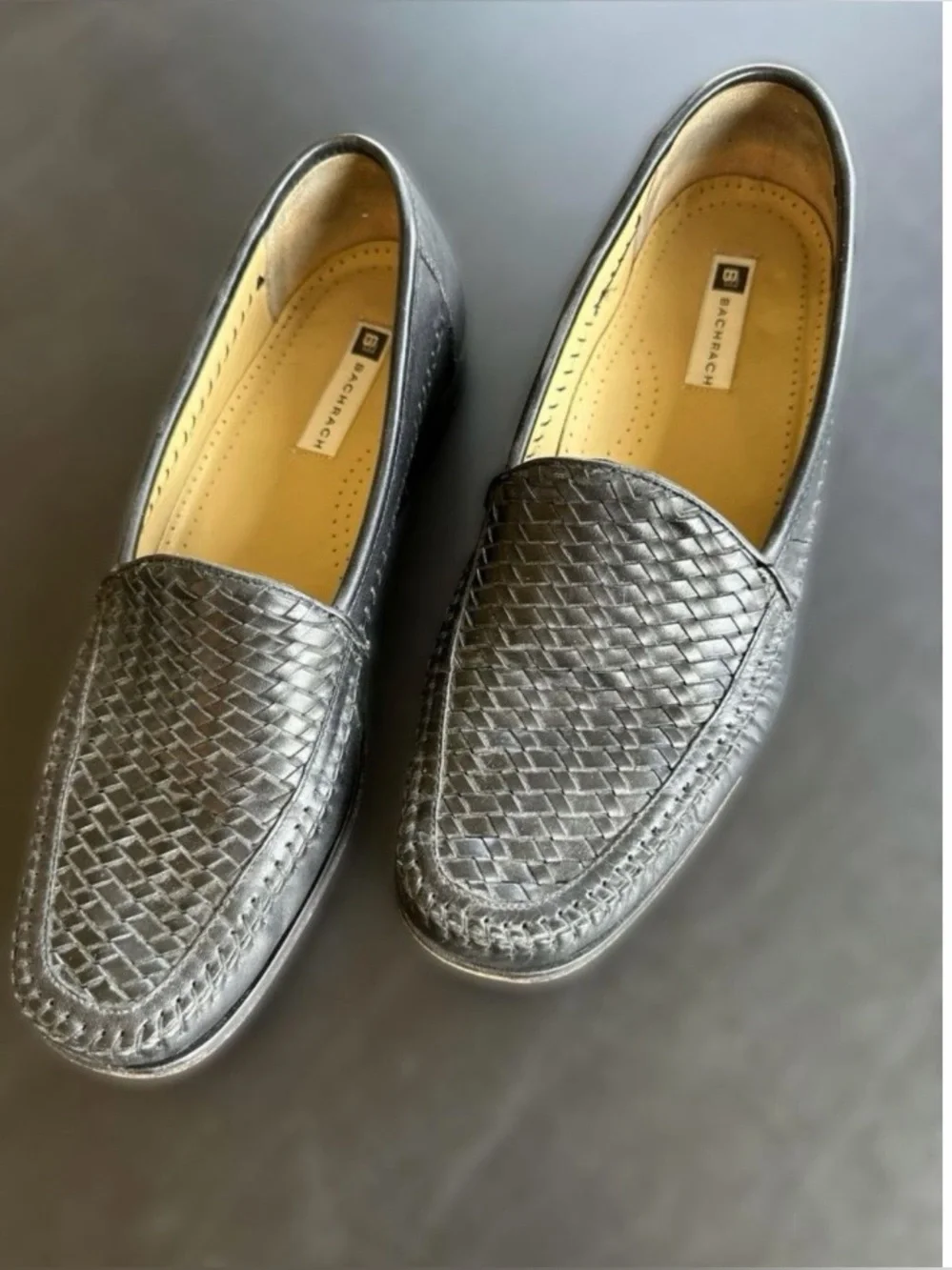 Bachrach Black Woven Leather Slip-On Loafers